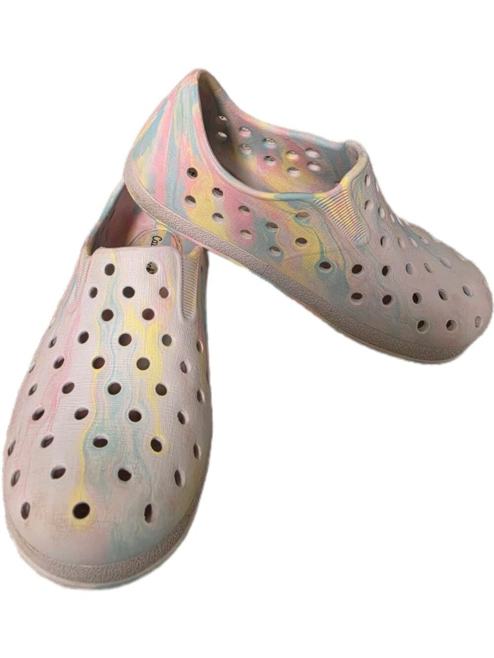 Cat & Jack Jese Toddler Water Shoes Size 9 Pastel Tie Dye Rainbow Clogs GUC